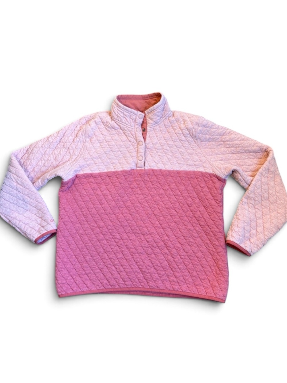 Orvis Outdoor Quilted Snap Sweatshirt Women's L Two-Tone Pink Mock-Neck